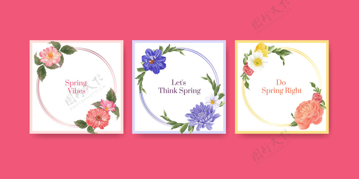 银莲花用春光概念水彩插画做广告模板美丽春天自然