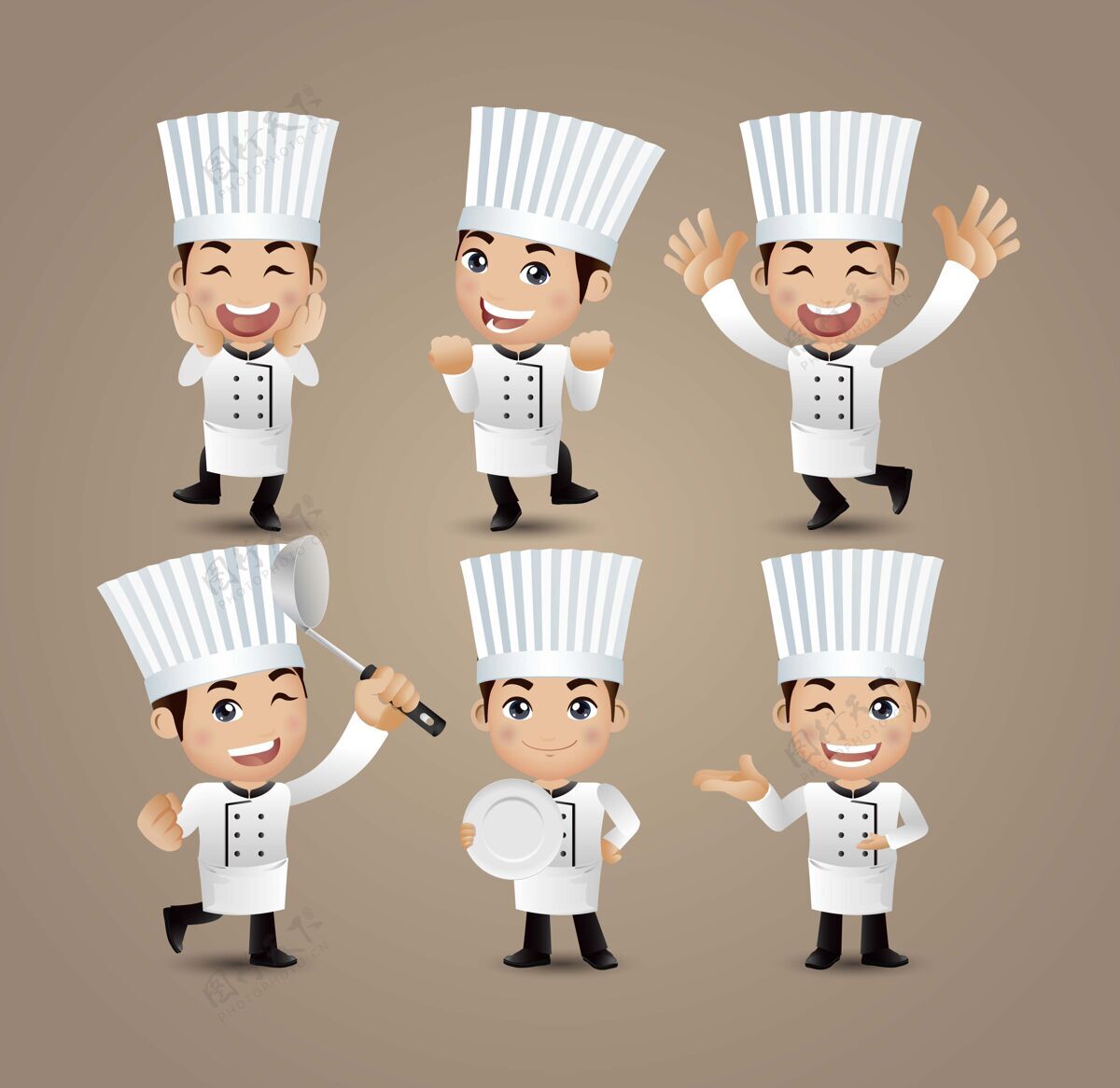 准备职业-不同姿势的厨师专业知识专业享受
