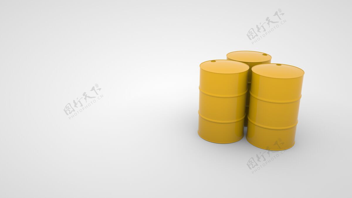 汽油黄色工业金属圆桶 3d插图简单黄色钢