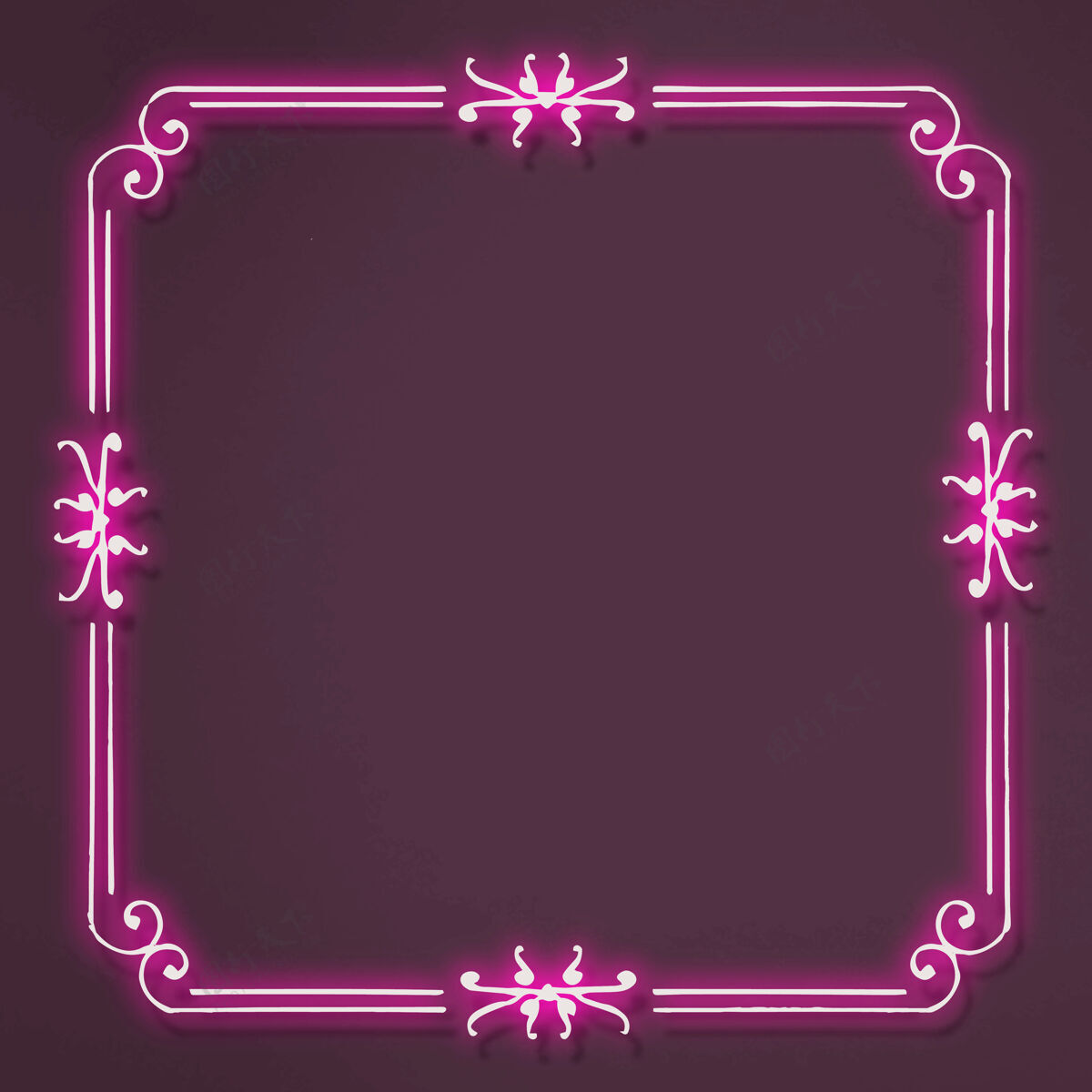 广场粉红霓虹花丝框架设计辉光框架