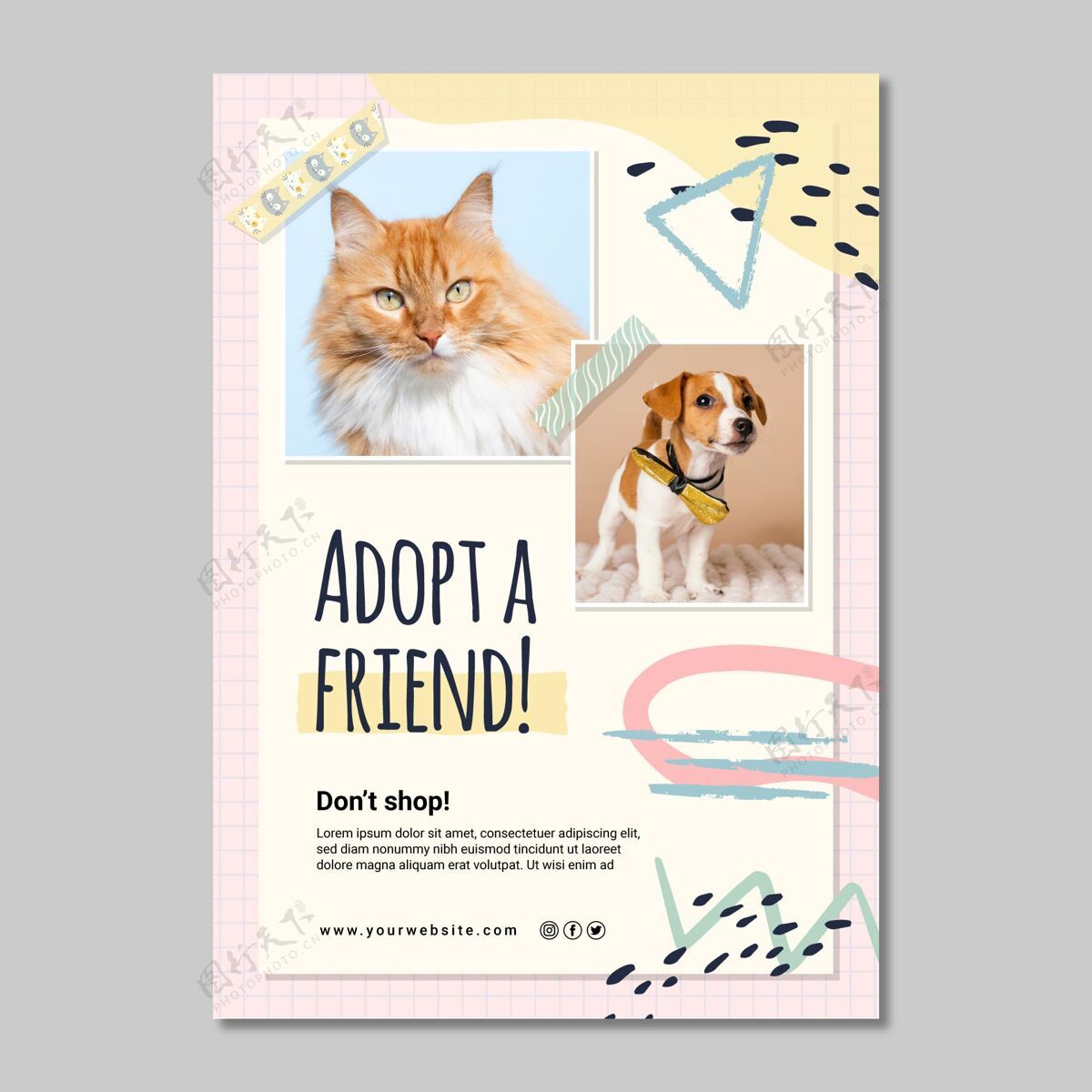 海报采用新的朋友海报模板寄养家庭猫