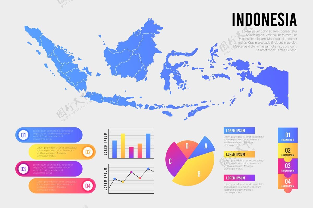 印尼印尼地图信息图图形线性目的地