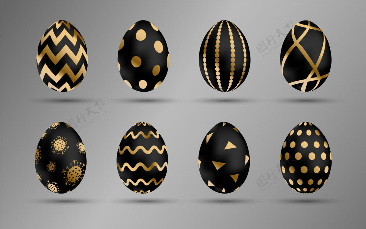 鸡蛋复活节黑蛋套装复活节传统春天