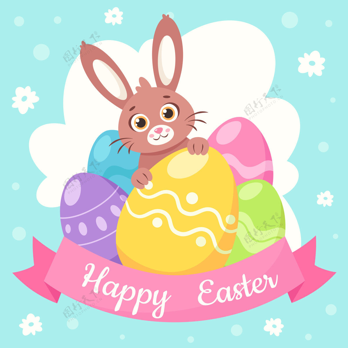 彩蛋复活节快乐贺卡复活节彩蛋兔子礼物庆祝复活节快乐