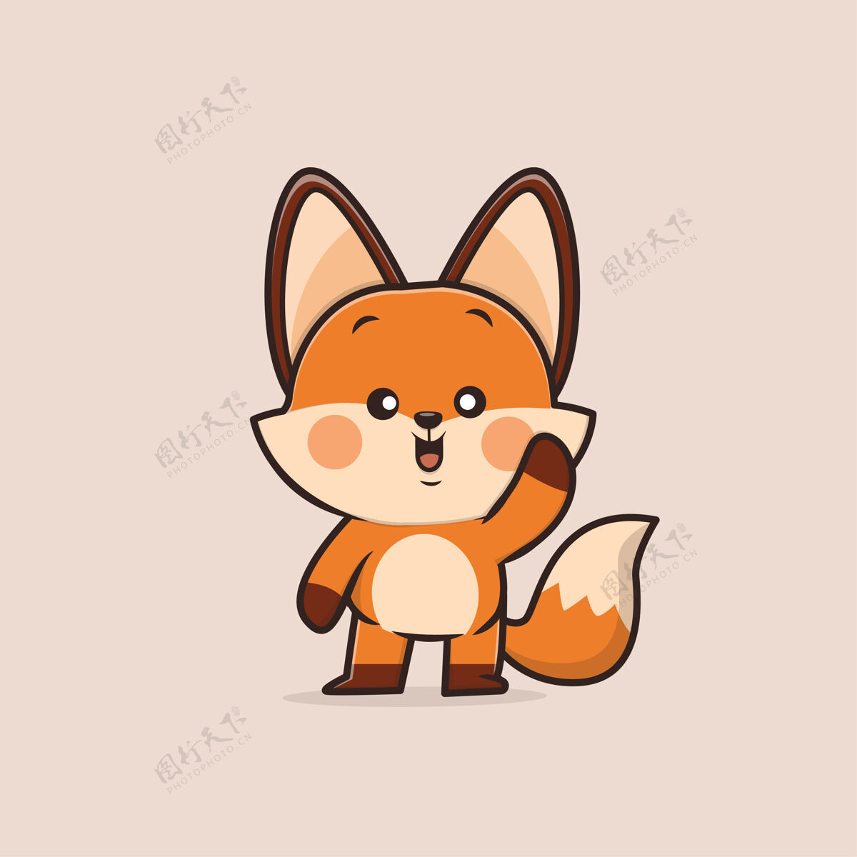动物可爱的动物狐狸卡通挥手可爱