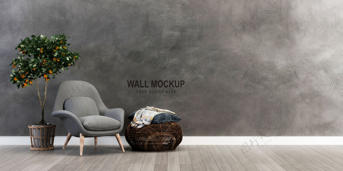 家具墙模型设计在三维渲染沙发室内灯