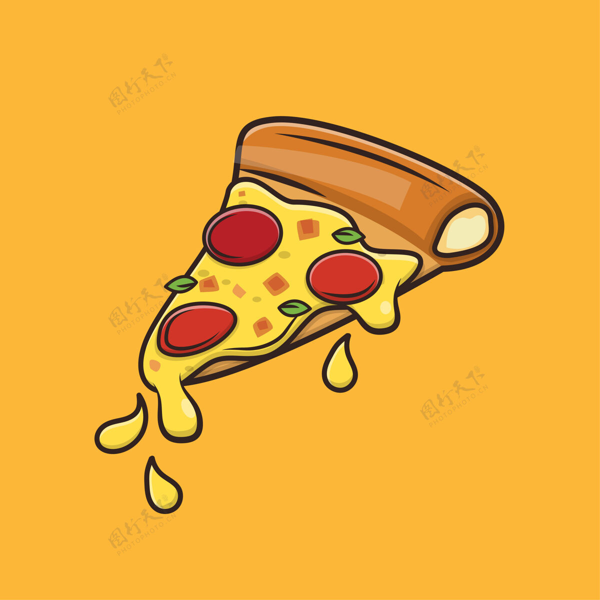 比萨饼可爱的卡瓦伊比萨图标吉祥物插图午餐西红柿烹饪食品