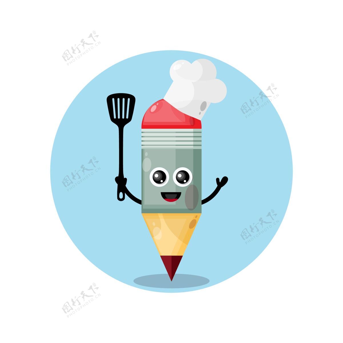 可爱铅笔厨师吉祥物烹饪美食厨师