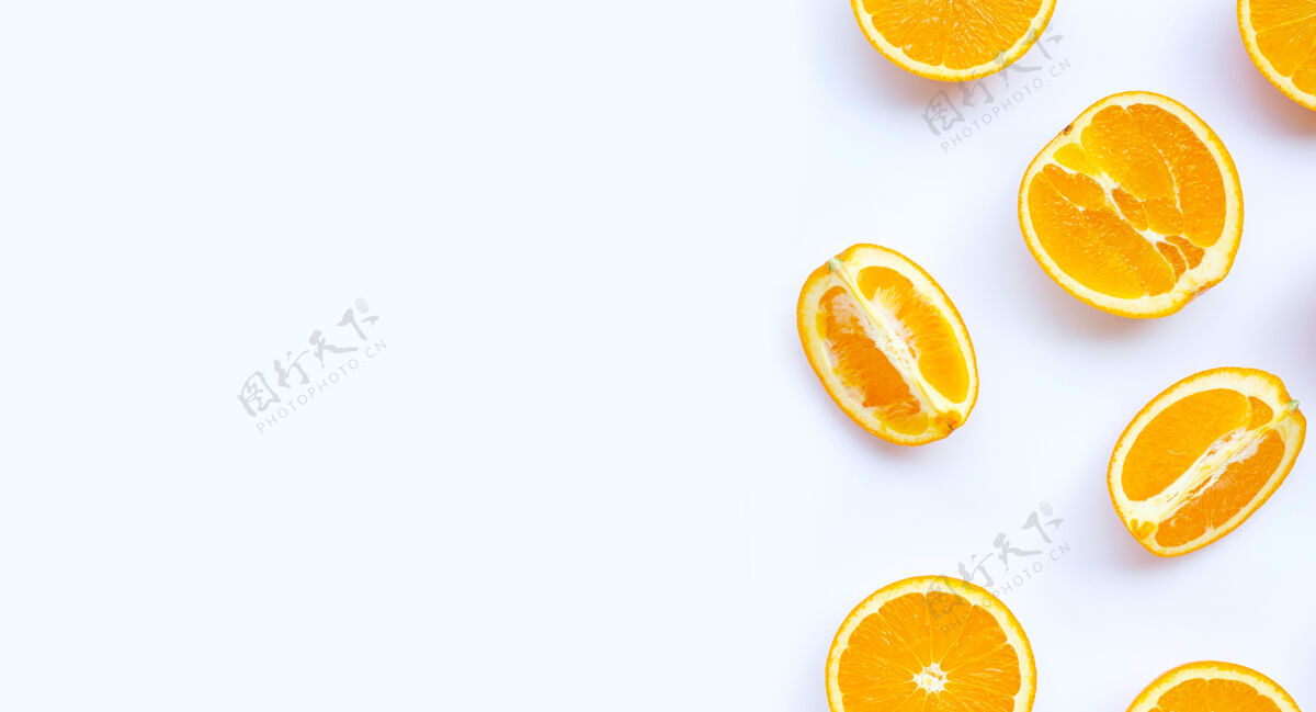 皮肤高维生素c 多汁 营养丰富甜的新鲜的白色表面的橙色水果热带美味多汁