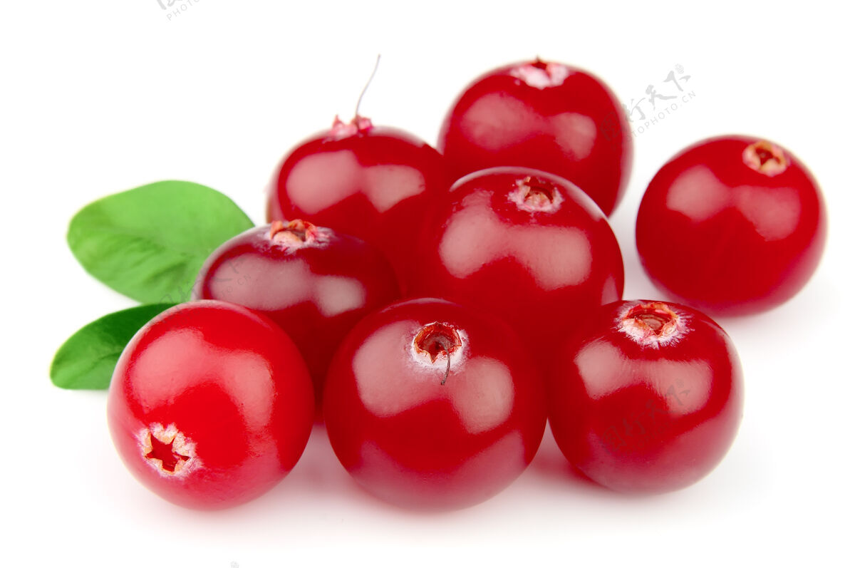 水果白色背景上的小红莓特写饮料浆果健康