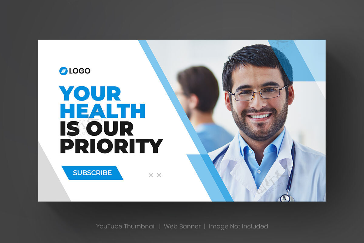 横幅医疗保健youtube缩略图和网页横幅模板营销医疗诊所