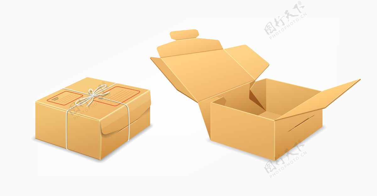 插图邮包盒 棕色盒子系列设计背景 插图盒子包装包装