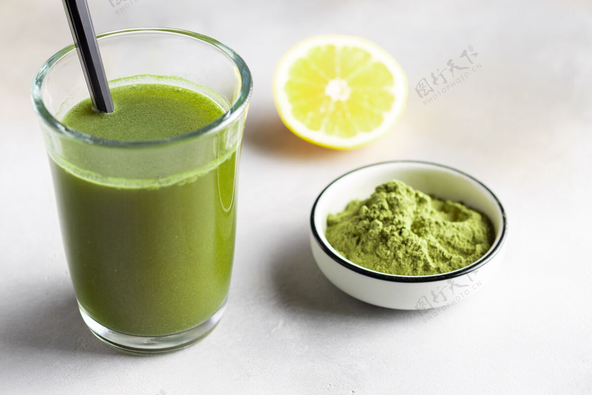 补充绿色超级食品健康排毒饮料粉状植物-咖啡因饮料各种小麦柠檬