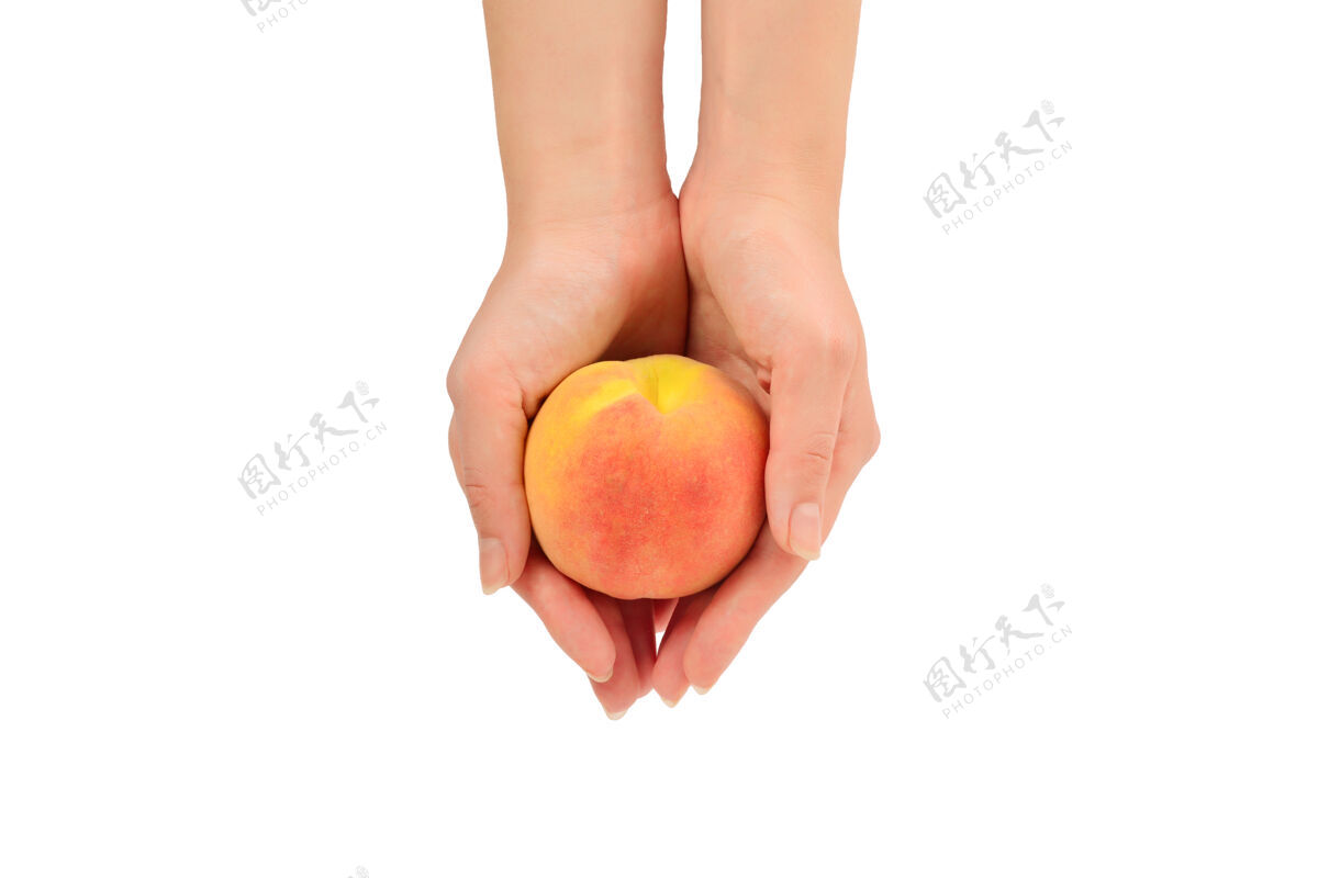 饮食桃子在女人手上就白了有机柑橘多汁