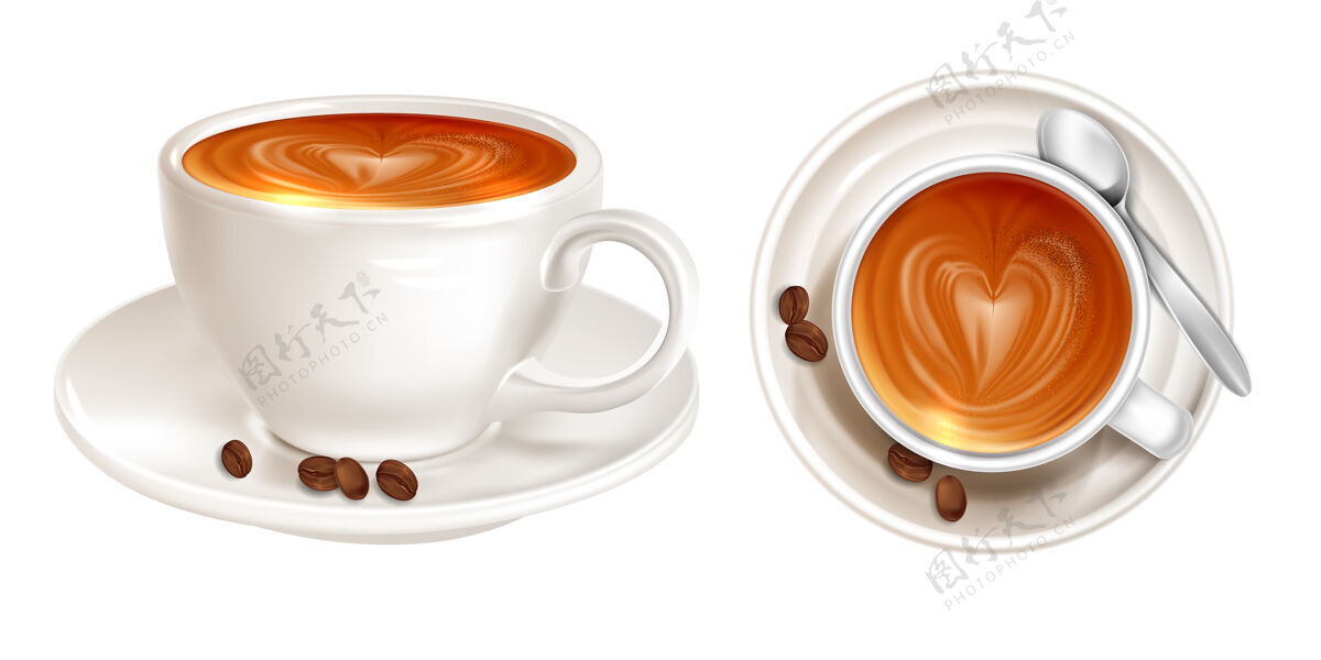 拿铁泡沫顶部和侧面有图案的拿铁咖啡报告计划浓缩咖啡