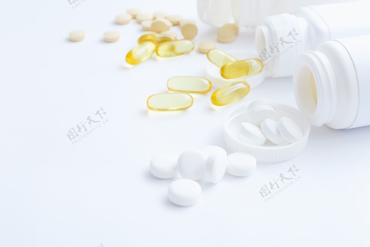 医药各种药丸 片剂和胶囊上都有白色医疗健康药房