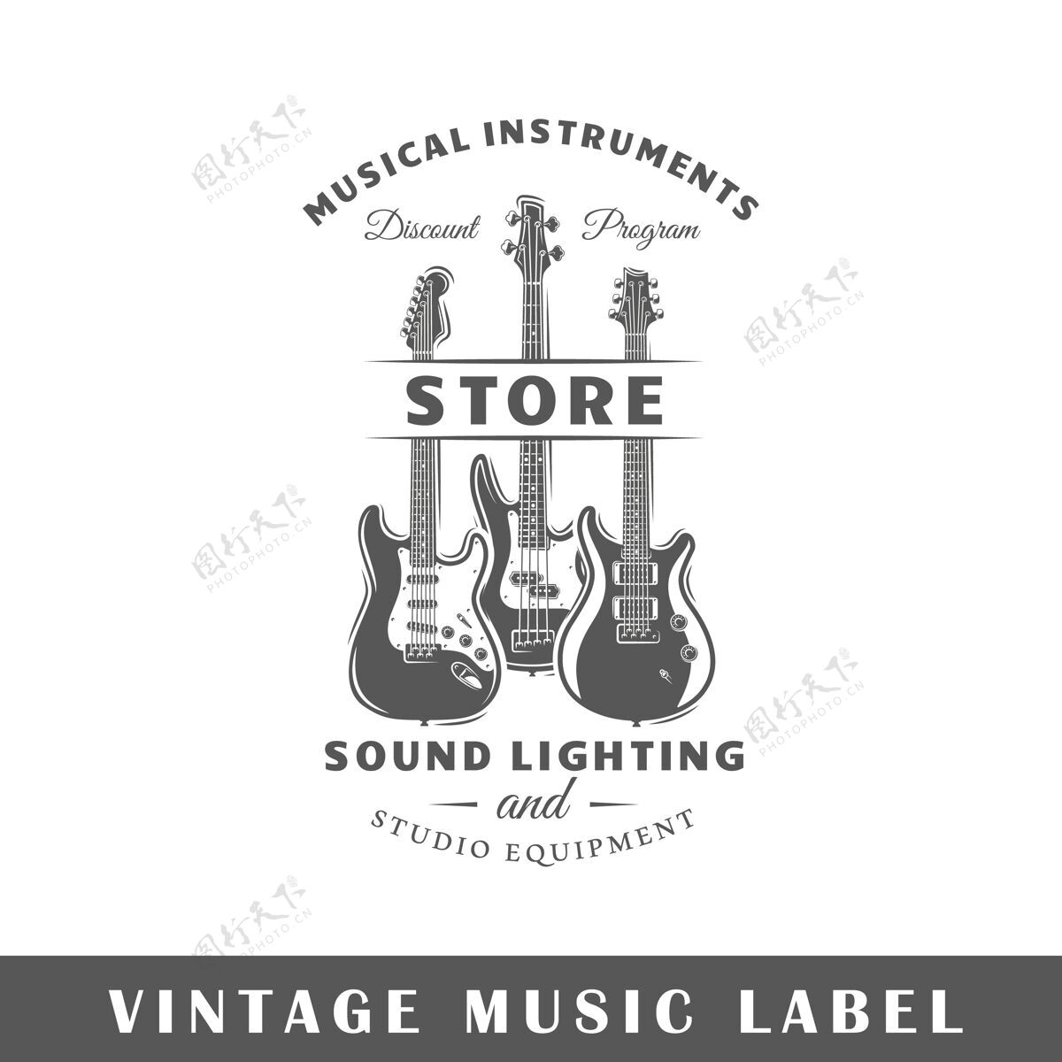 仪器音乐标签独立插图商店吉他摇滚