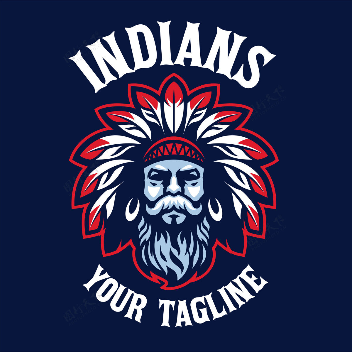 球衣印度头吉祥物标志美国人人胡子