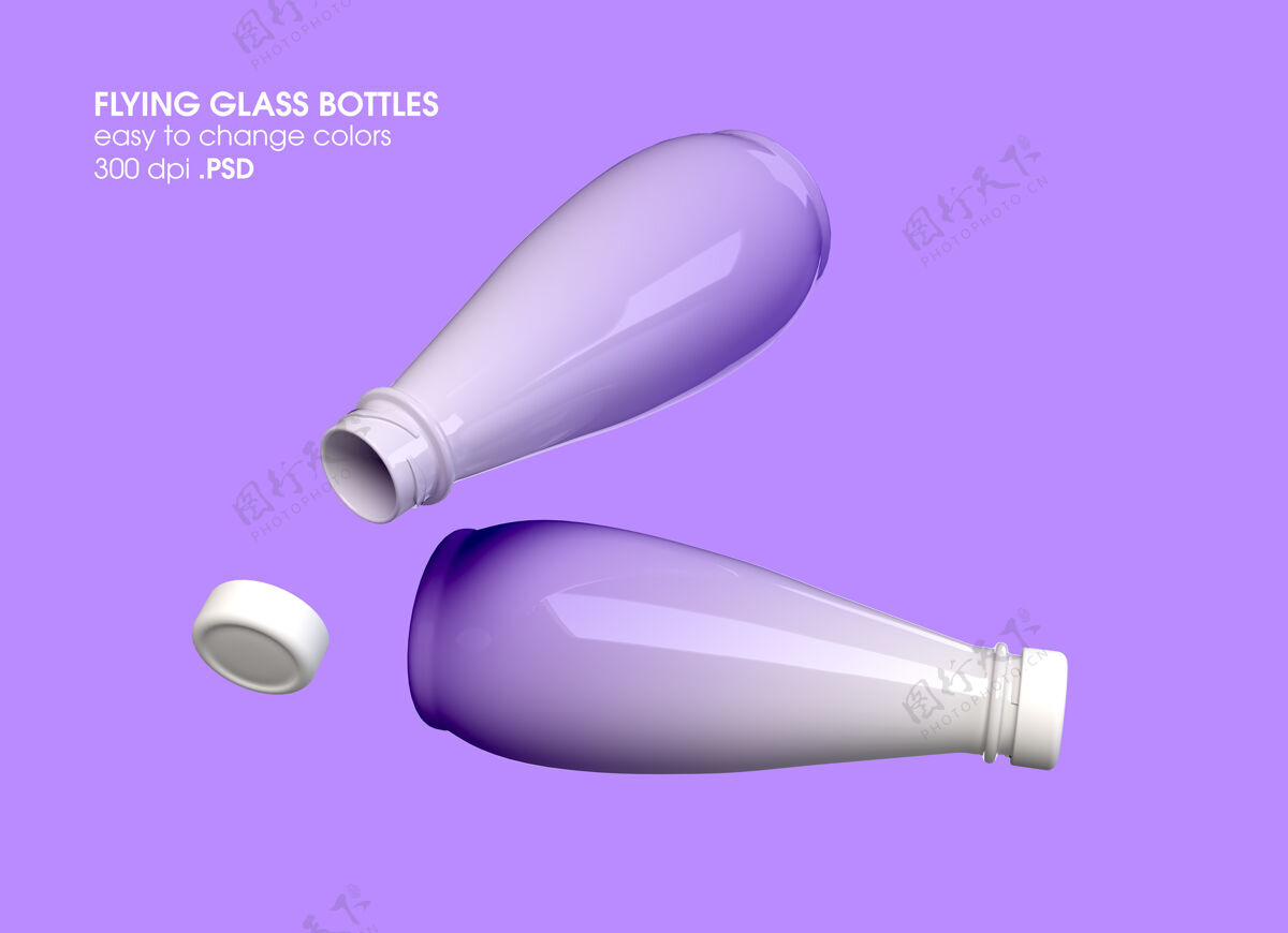 容器飞行玻璃瓶模型设计渲染液体三维渲染容器