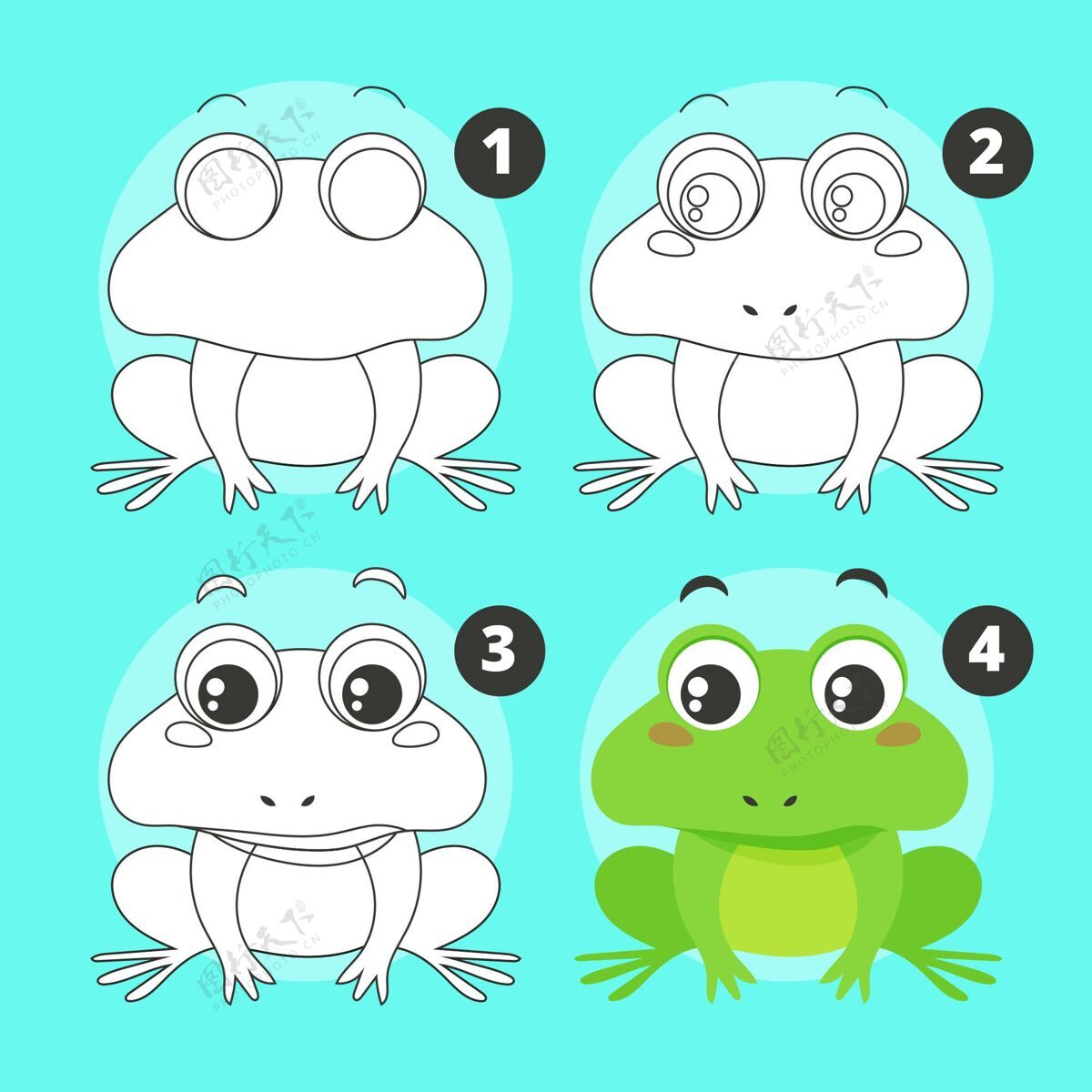 色彩平面青蛙画插图包可爱自然