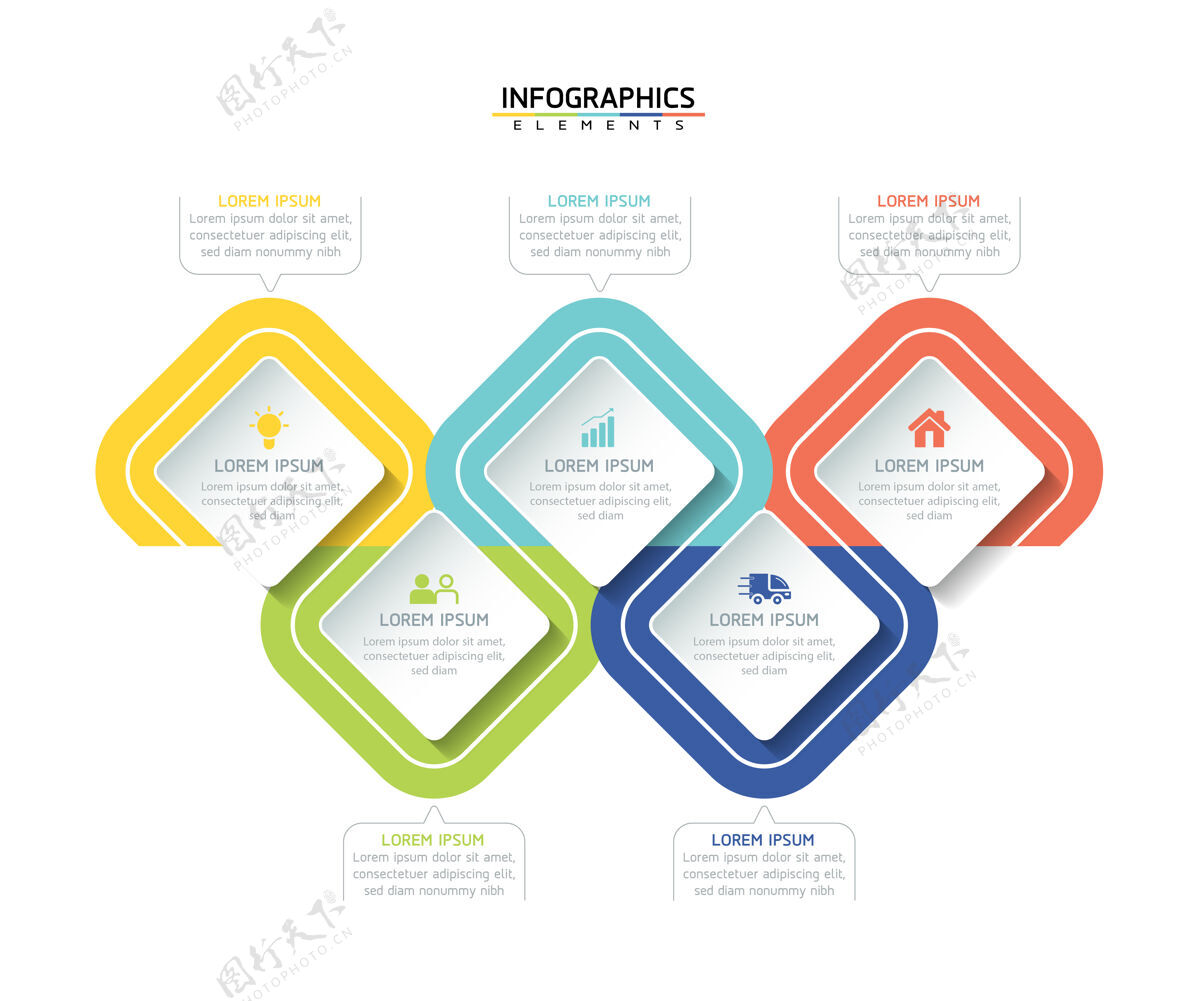 部分信息图形设计模板业务信息展示图表5个选项或步骤步骤演示报告