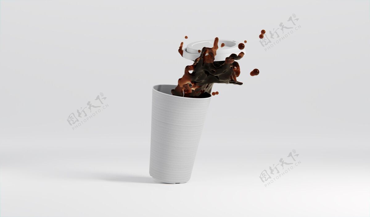 分类用咖啡喷溅纸组成咖啡杯三维咖啡因现实