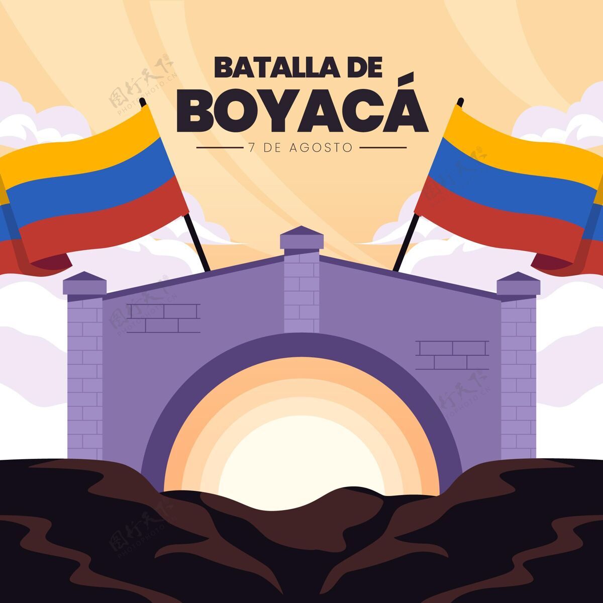 平面设计Batalladeboyaca插图哥伦比亚人胜利自由