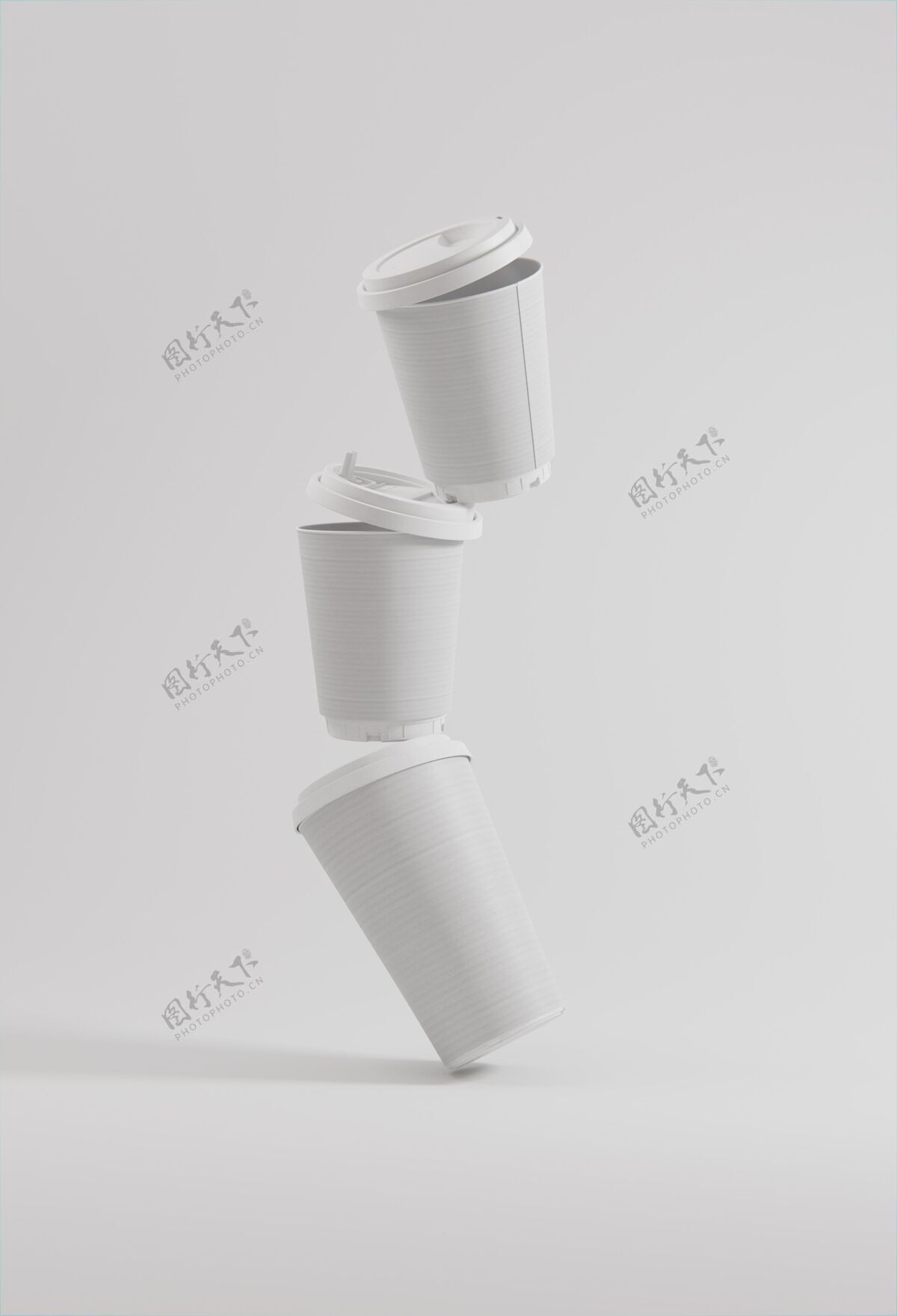 杯子纸咖啡品牌悬浮模型纸张热饮料安排