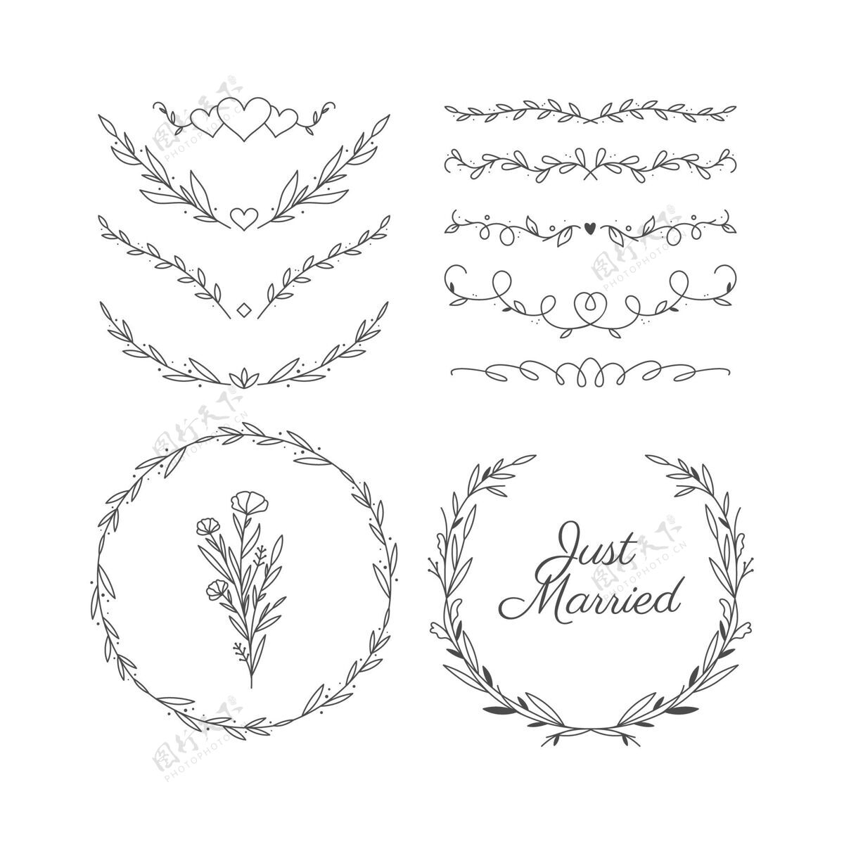 联合线性平面婚礼饰品系列平面设计包装分类