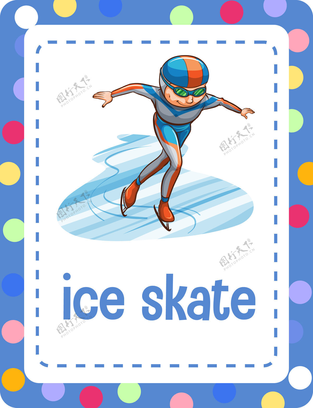 英语词汇抽认卡与单词溜冰语言学卡通幼儿园