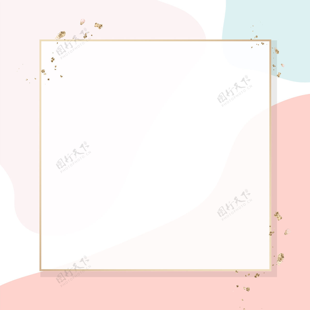 框架彩色孟菲斯图案方形金框空白金色框架空白