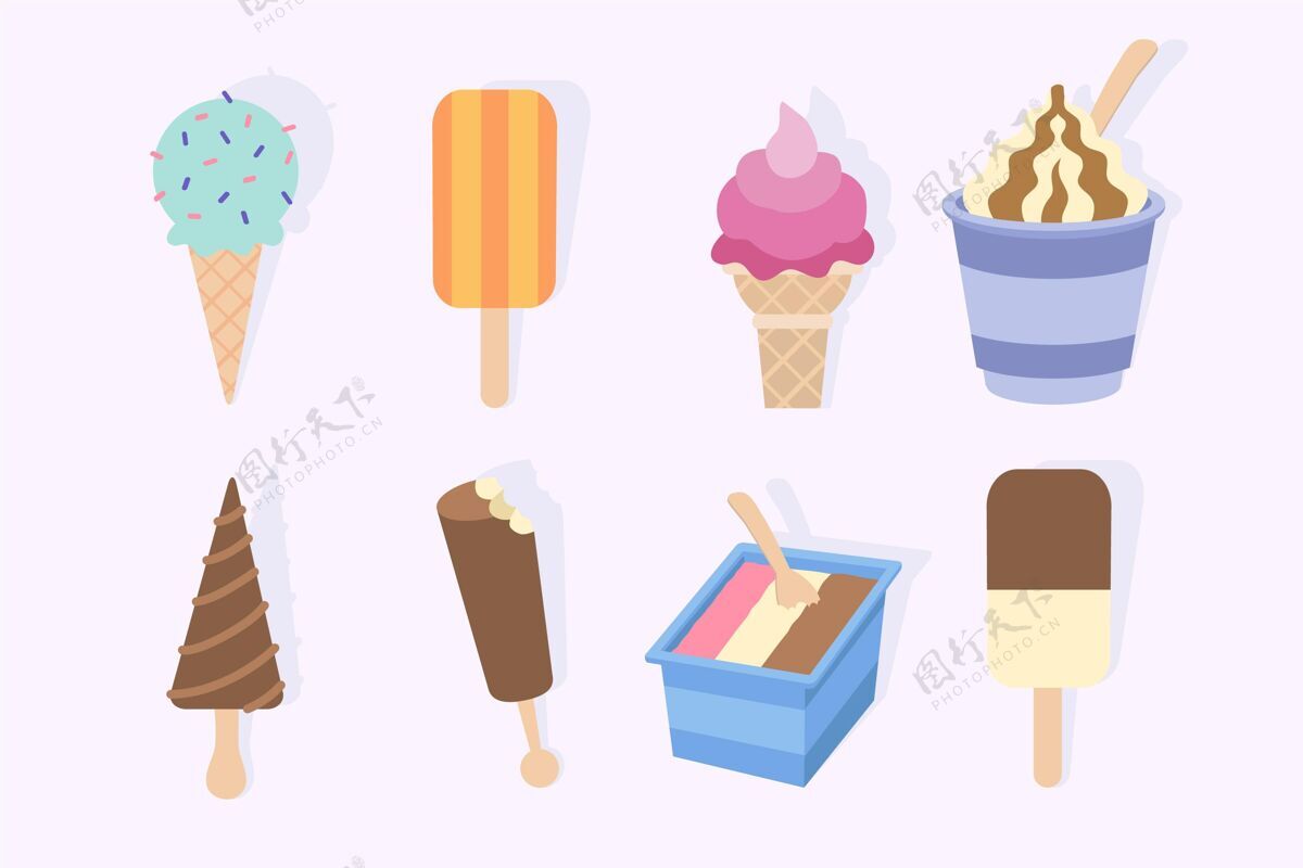 食品扁平冰淇淋系列甜点冰淇淋收藏收藏
