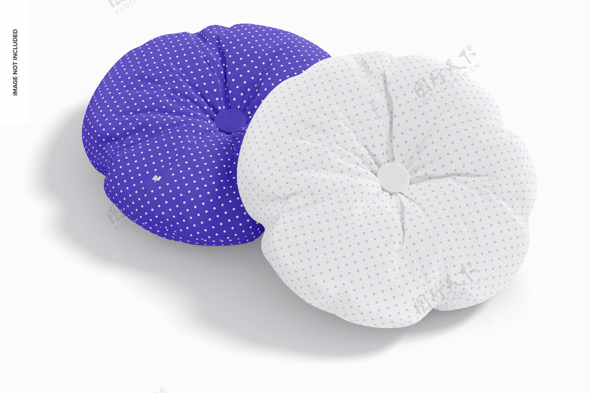 模型圆形枕头与按钮模型 顶视图房子枕头家居装饰