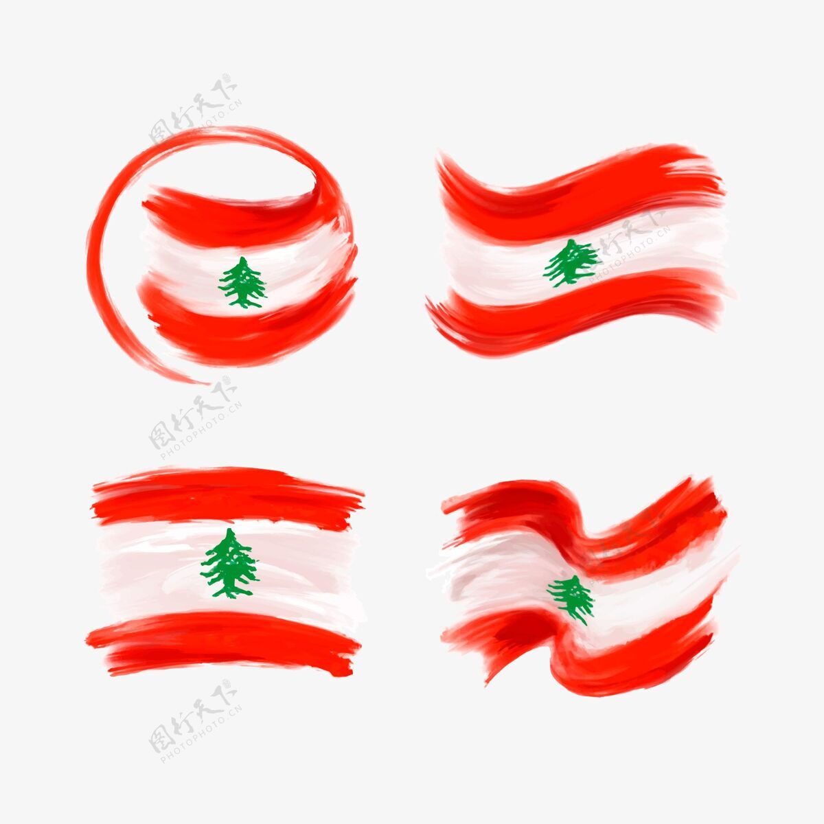 爱国手绘黎巴嫩国旗水彩收藏包装收藏国旗