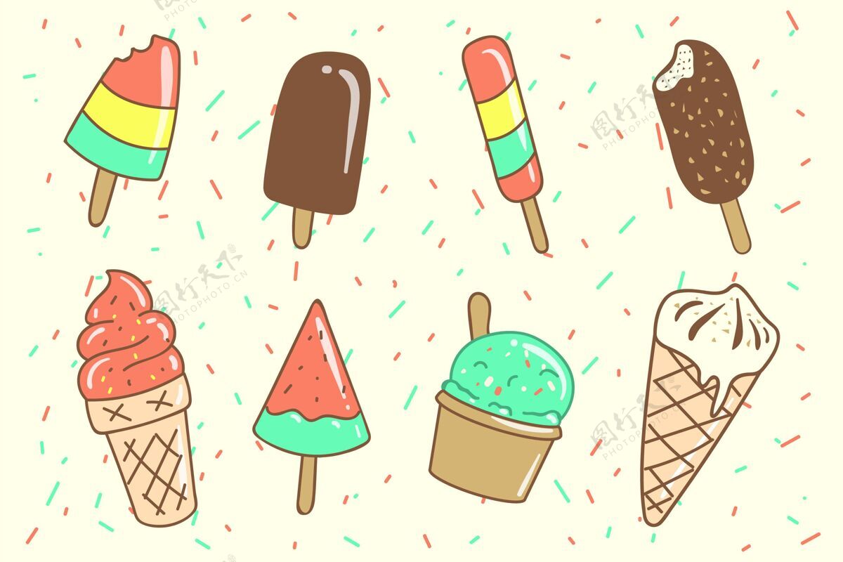 冰淇淋收藏手绘冰淇淋系列甜点手绘冰淇淋