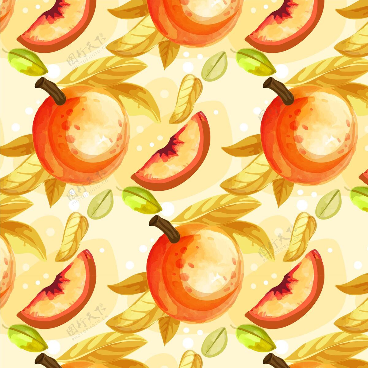 水果详细的桃花图案设计水果图案细节图案装饰