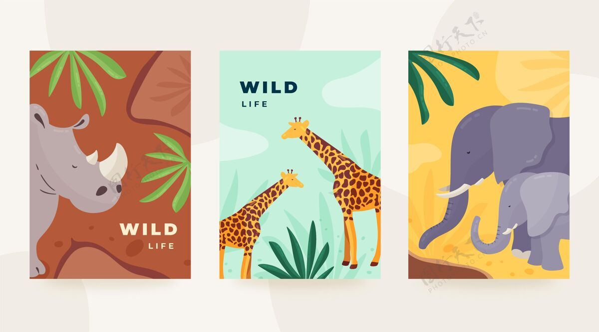 动物野生动物收藏平面设计封面模板收藏手绘