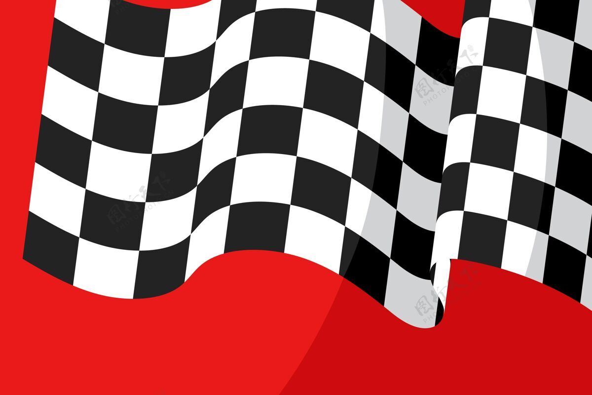 形状赛车方格旗背景旗帜抽象平面设计