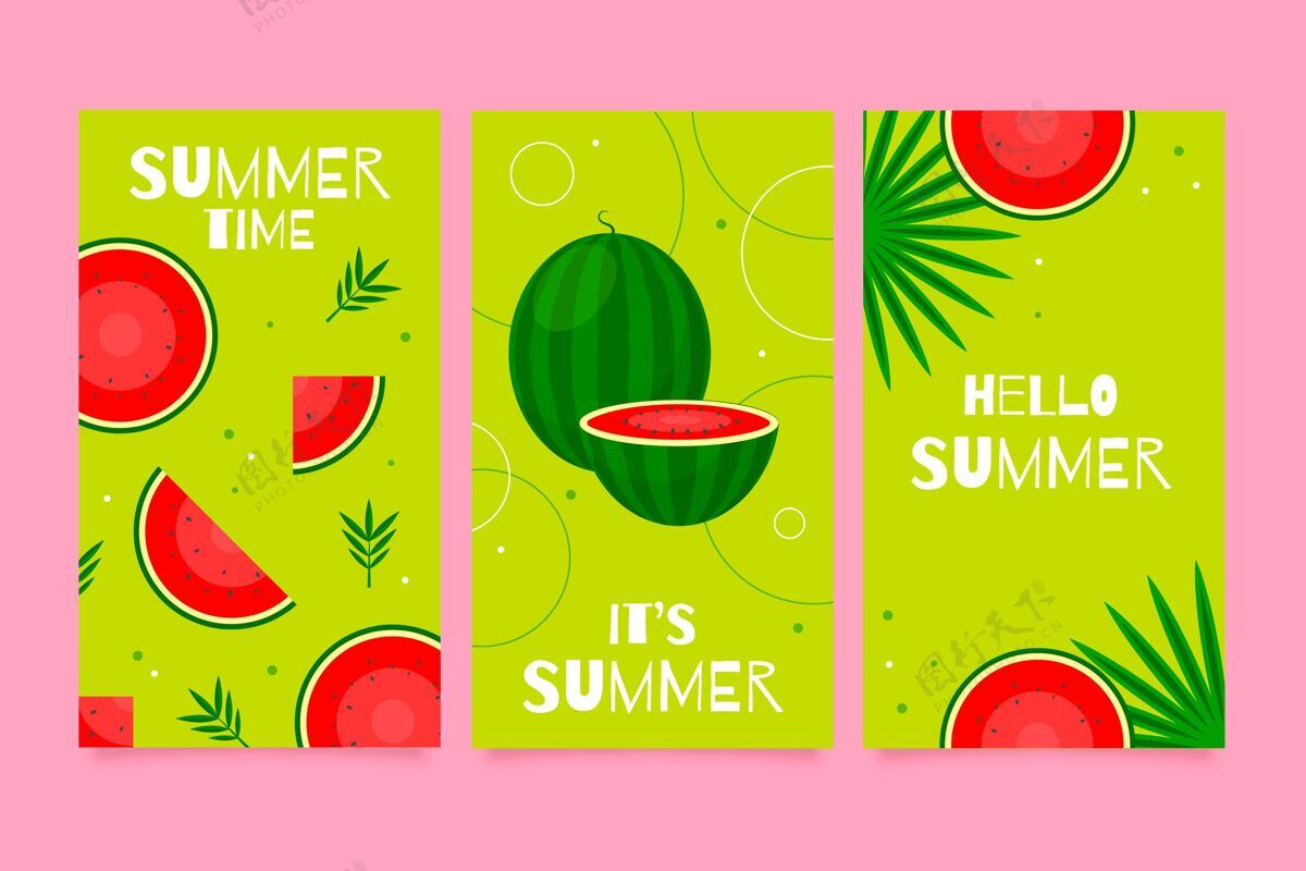 季节扁平夏季卡片收集夏季卡片集合夏季夏季