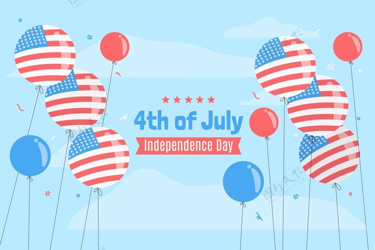 7月4日背景手绘七月四日独立日气球背景手绘美国纪念