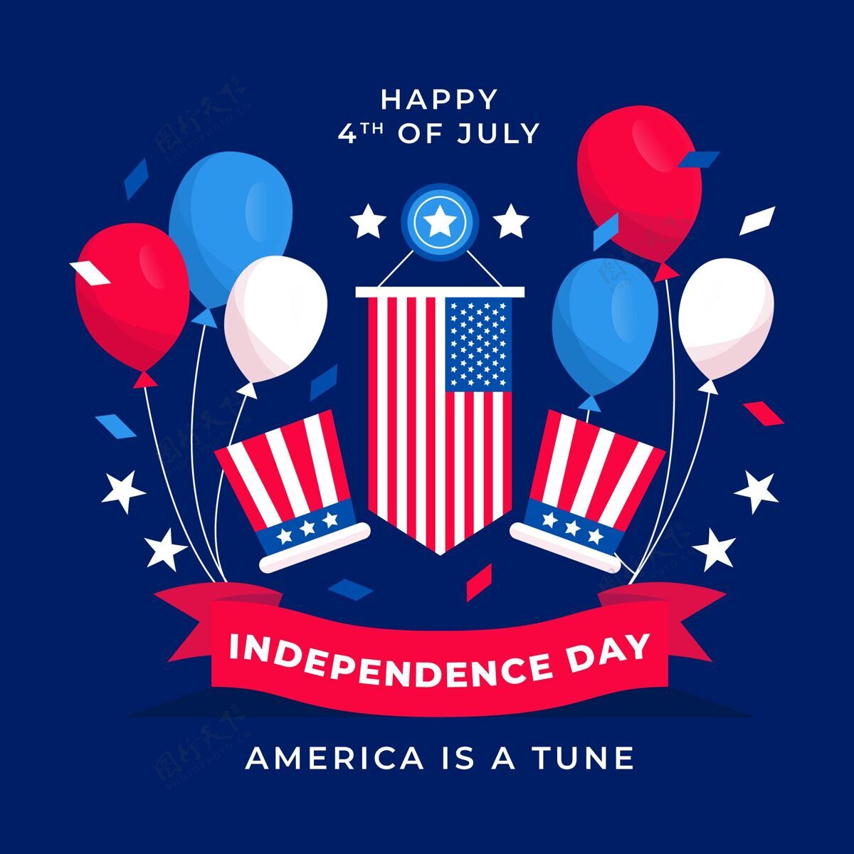 独立日七月四日-独立日插画美国爱国独立日快乐