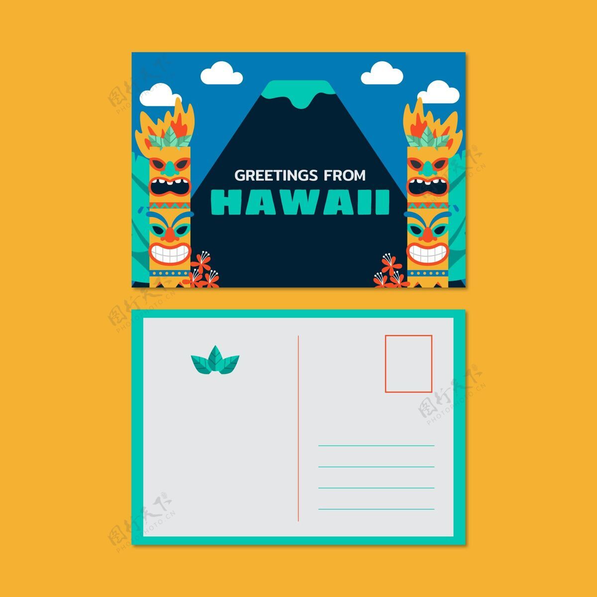 旅游创意异国夏威夷旅游明信片明信片夏威夷创意