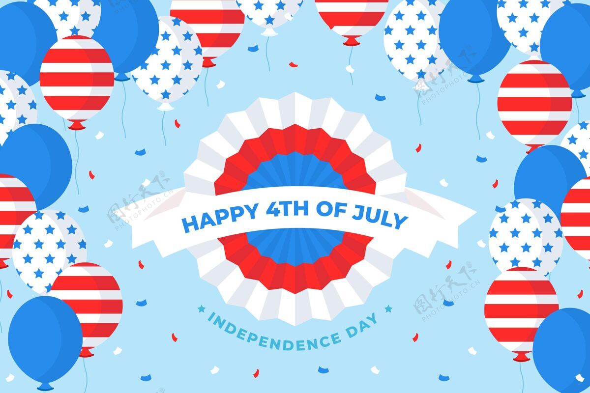 平面设计七月四日-独立日气球背景美国7月4日背景