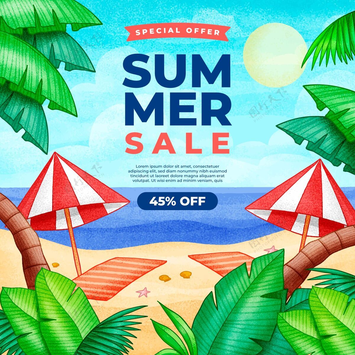 夏季销售手绘夏季销售插图手绘夏季插图夏季