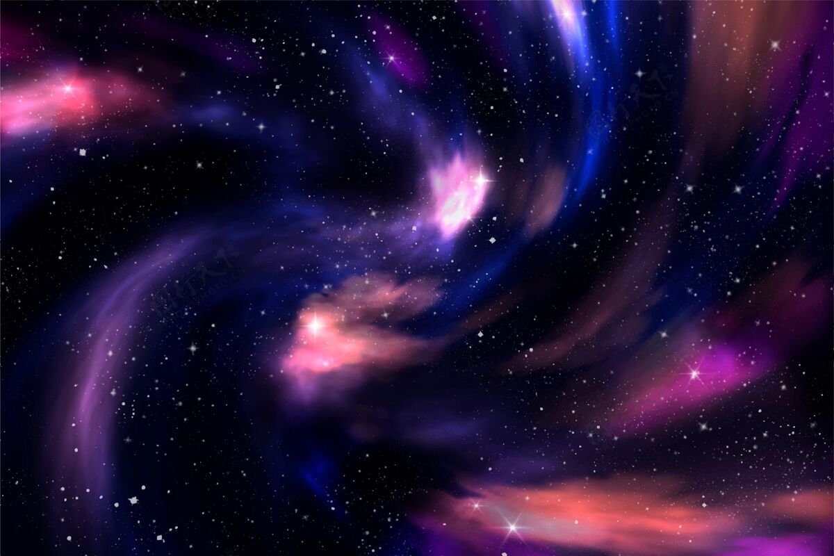 手绘手绘水彩银河背景太空星云星系