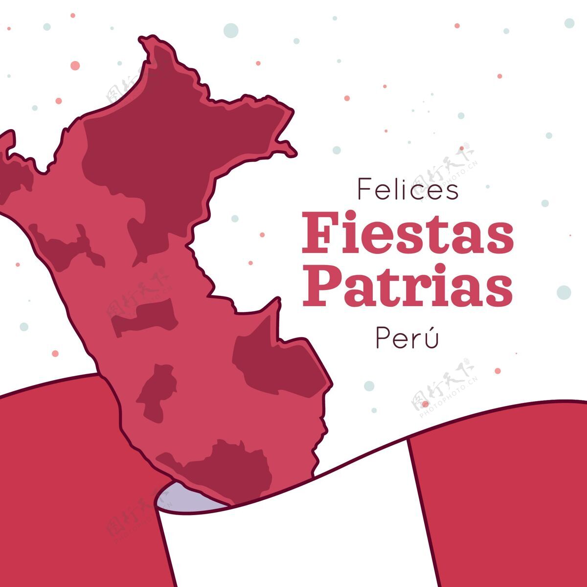 独立日手绘秘鲁节插图纪念秘鲁秘鲁国庆节