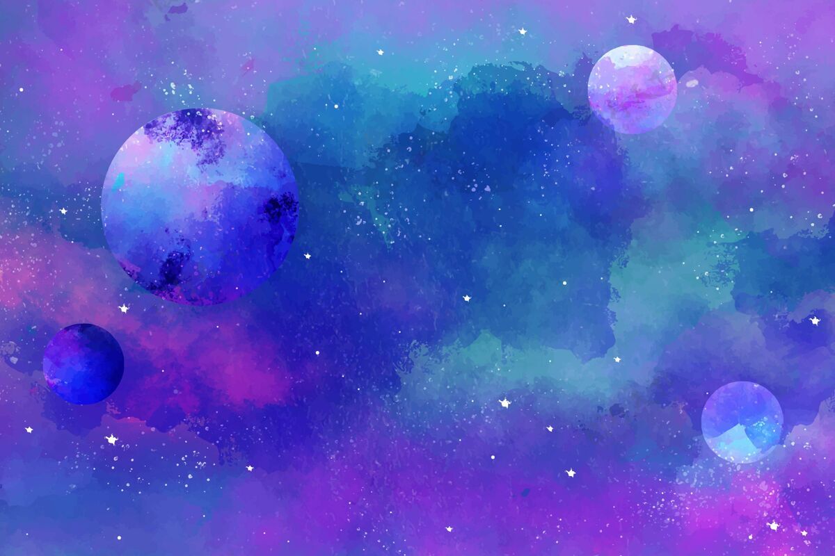 水彩手绘水彩银河背景墙纸宇宙星系背景