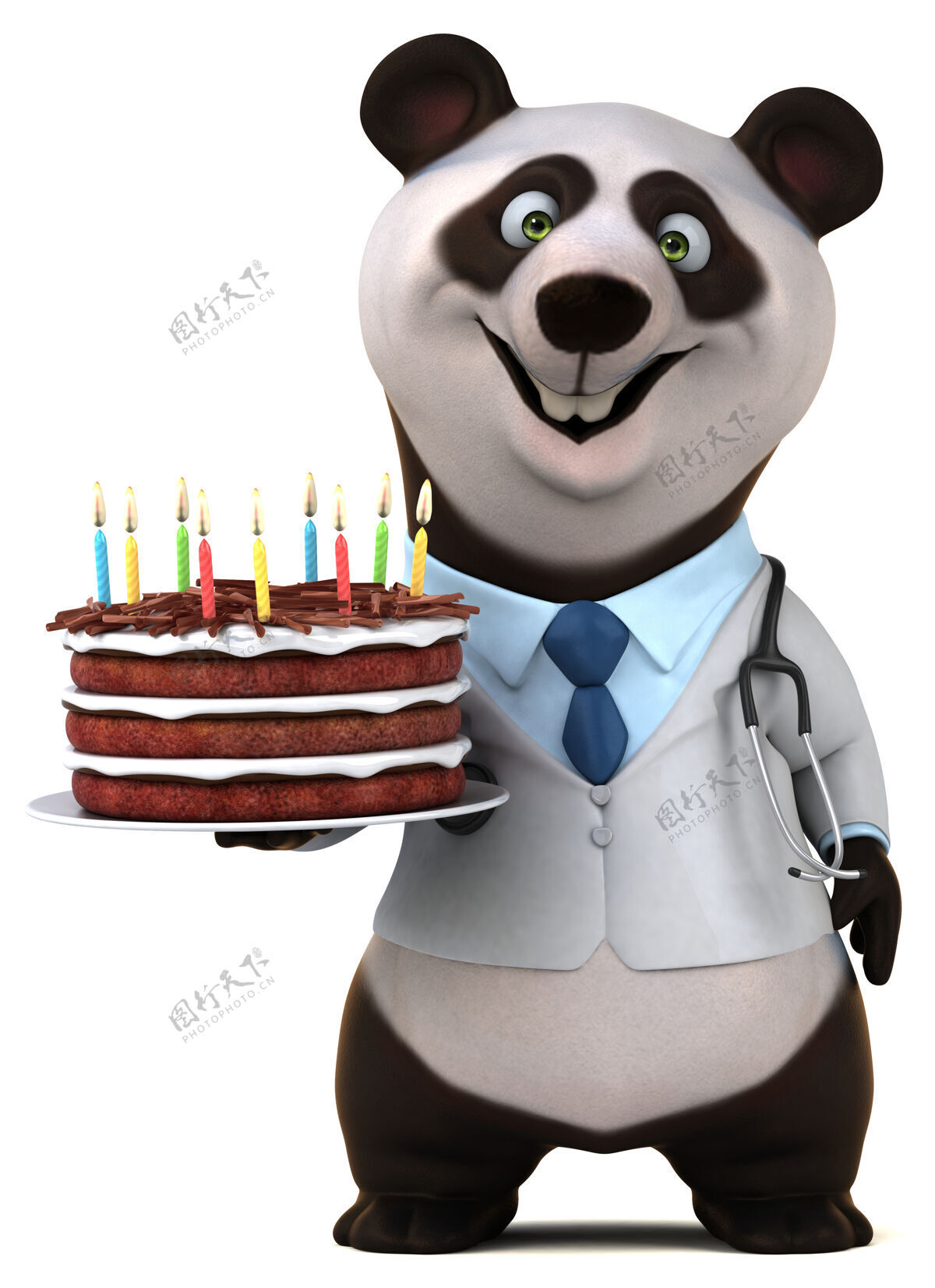 3d有趣的熊猫3d插图食物甜点医生