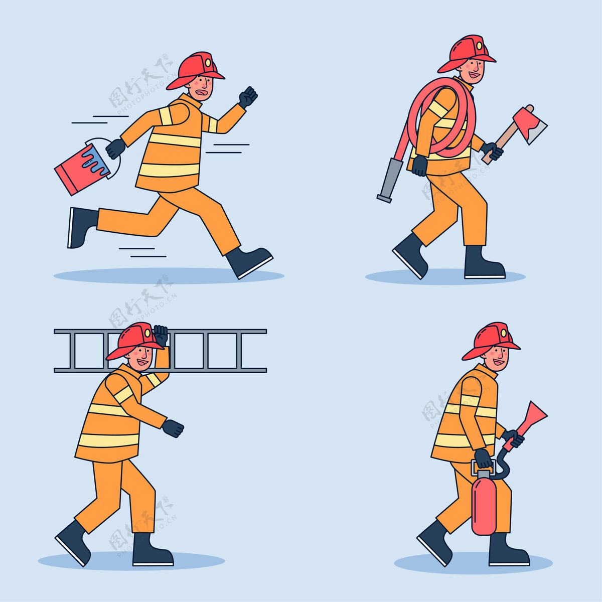 消防员消防员角色集职业制服职业