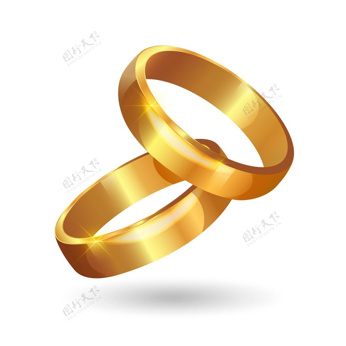 婚礼带阴影的逼真金色婚戒可爱爱情戒指